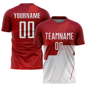 Custom Red White Sublimation Soccer Uniform Jersey