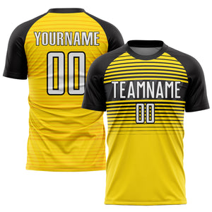 Custom Yellow White-Black Sublimation Soccer Uniform Jersey