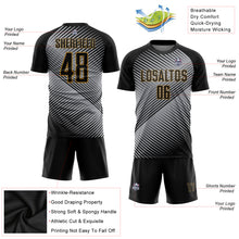 Load image into Gallery viewer, Custom Gray Black-Old Gold Sublimation Soccer Uniform Jersey
