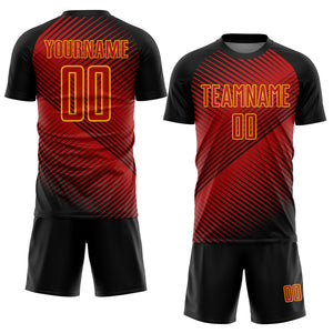 Custom Red Black-Yellow Sublimation Soccer Uniform Jersey