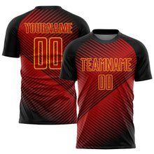 Load image into Gallery viewer, Custom Red Black-Yellow Sublimation Soccer Uniform Jersey
