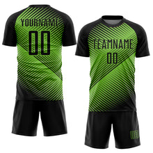 Load image into Gallery viewer, Custom Neon Green Black Sublimation Soccer Uniform Jersey
