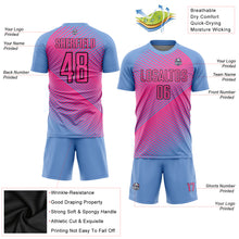 Load image into Gallery viewer, Custom Light Blue Pink-Black Sublimation Soccer Uniform Jersey
