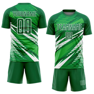 Custom Kelly Green White Sublimation Soccer Uniform Jersey