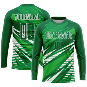 Custom Kelly Green White Sublimation Soccer Uniform Jersey