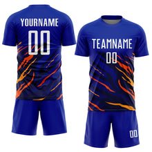 Load image into Gallery viewer, Custom Royal White Yellow-Black Sublimation Soccer Uniform Jersey
