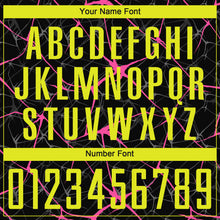 Load image into Gallery viewer, Custom Black Neon Yellow-Pink Sublimation Soccer Uniform Jersey
