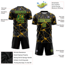Load image into Gallery viewer, Custom Black Kelly Green-Gold Sublimation Soccer Uniform Jersey
