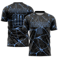 Load image into Gallery viewer, Custom Black Light Blue Sublimation Soccer Uniform Jersey
