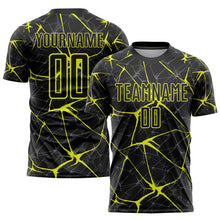Load image into Gallery viewer, Custom Black Neon Yellow Sublimation Soccer Uniform Jersey
