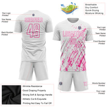 Load image into Gallery viewer, Custom White Pink Sublimation Soccer Uniform Jersey
