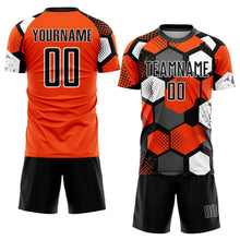 Load image into Gallery viewer, Custom Orange Black-White Sublimation Soccer Uniform Jersey
