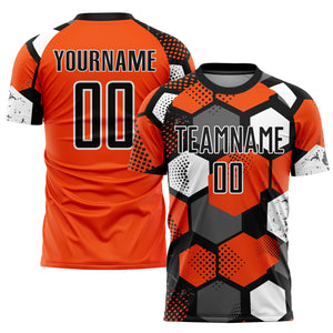 Custom Orange Black-White Sublimation Soccer Uniform Jersey