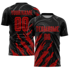 Load image into Gallery viewer, Custom Black Red Sublimation Soccer Uniform Jersey
