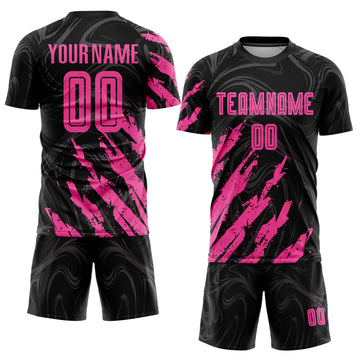 Custom Black Pink Sublimation Soccer Uniform Jersey