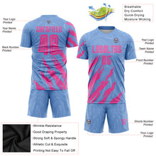 Load image into Gallery viewer, Custom Light Blue Pink Sublimation Soccer Uniform Jersey
