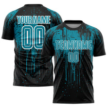 Load image into Gallery viewer, Custom Teal Black-White Sublimation Soccer Uniform Jersey
