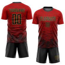 Load image into Gallery viewer, Custom Red Black-Old Gold Sublimation Soccer Uniform Jersey
