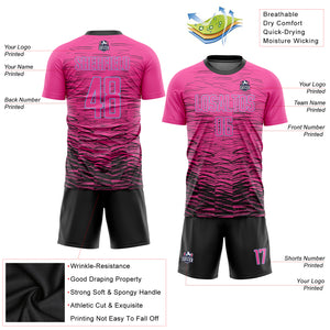 Custom Pink Black-Light Blue Sublimation Soccer Uniform Jersey