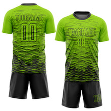 Load image into Gallery viewer, Custom Neon Green Black Sublimation Soccer Uniform Jersey
