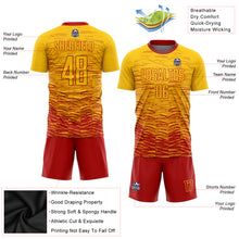 Load image into Gallery viewer, Custom Yellow Red Sublimation Soccer Uniform Jersey
