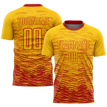 Load image into Gallery viewer, Custom Yellow Red Sublimation Soccer Uniform Jersey
