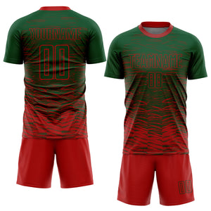 Custom Green Red Sublimation Soccer Uniform Jersey