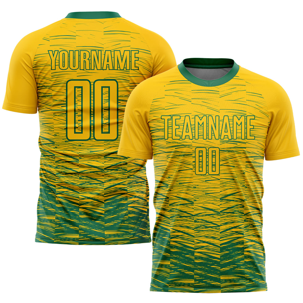 Custom Yellow Kelly Green Sublimation Soccer Uniform Jersey