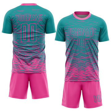 Custom Teal Pink Sublimation Soccer Uniform Jersey