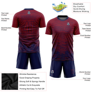 Custom Crimson Navy Sublimation Soccer Uniform Jersey