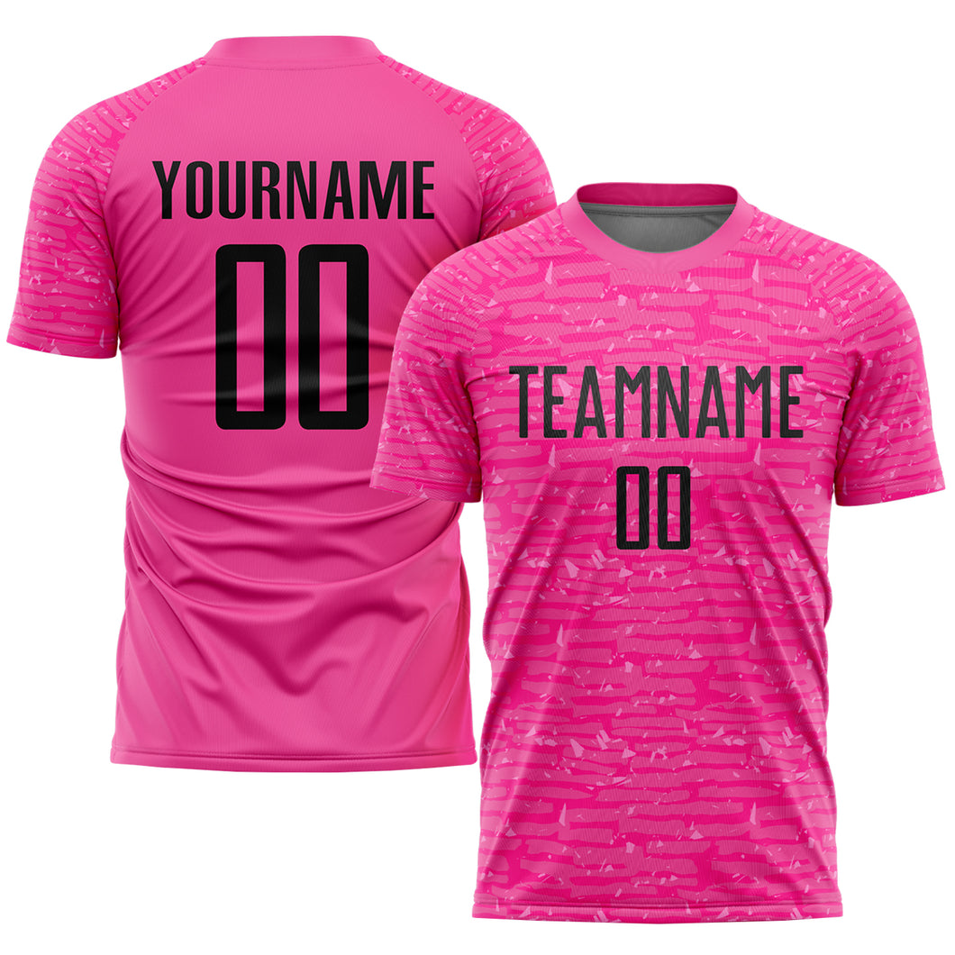 Custom Pink Black Sublimation Soccer Uniform Jersey