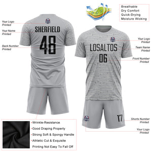 Custom Gray Black Sublimation Soccer Uniform Jersey