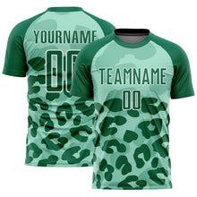 Load image into Gallery viewer, Custom Pea Green Kelly Green-White Animal Print Sublimation Soccer Uniform Jersey
