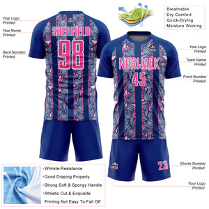 Custom Royal Pink-White Flowers Sublimation Soccer Uniform Jersey