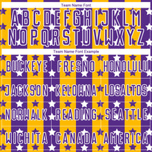 Load image into Gallery viewer, Custom Purple Gold-White Stars And Stripes Sublimation Soccer Uniform Jersey
