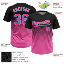 Load image into Gallery viewer, Custom Black Pink-Light Blue 3D Pattern Gradient Square Shapes Two-Button Unisex Softball Jersey
