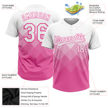 Load image into Gallery viewer, Custom Pink White 3D Pattern Gradient Square Shapes Two-Button Unisex Softball Jersey
