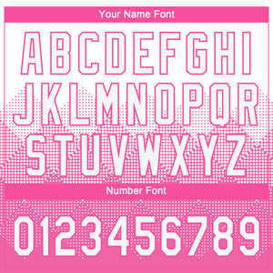 Custom Pink White 3D Pattern Gradient Square Shapes Two-Button Unisex Softball Jersey