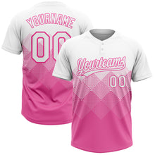 Load image into Gallery viewer, Custom Pink White 3D Pattern Gradient Square Shapes Two-Button Unisex Softball Jersey
