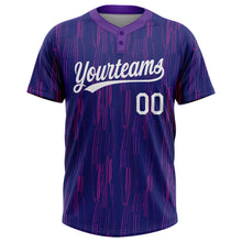 Load image into Gallery viewer, Custom Purple White 3D Pattern Two-Button Unisex Softball Jersey
