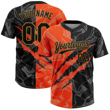 Load image into Gallery viewer, Custom Graffiti Pattern Black-Old Gold 3D Two-Button Unisex Softball Jersey
