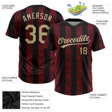 Load image into Gallery viewer, Custom Black Vegas Gold-Red 3D Pattern Two-Button Unisex Softball Jersey
