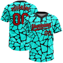 Load image into Gallery viewer, Custom Aqua Red-Black 3D Pattern Two-Button Unisex Softball Jersey
