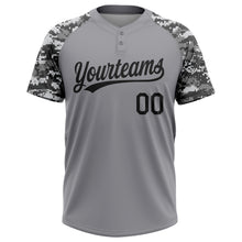 Load image into Gallery viewer, Custom Gray Black-Camo 3D Pattern Two-Button Unisex Softball Jersey
