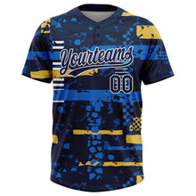 Load image into Gallery viewer, Custom Navy Navy Royal-Gold 3D Pattern Two-Button Unisex Softball Jersey
