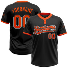 Load image into Gallery viewer, Custom Black Orange-White Two-Button Unisex Softball Jersey
