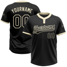 Load image into Gallery viewer, Custom Black Black-Cream Two-Button Unisex Softball Jersey
