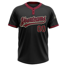 Load image into Gallery viewer, Custom Black Crimson-Cream Two-Button Unisex Softball Jersey
