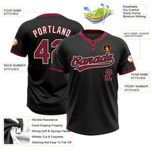 Load image into Gallery viewer, Custom Black Crimson-Cream Two-Button Unisex Softball Jersey
