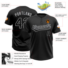 Load image into Gallery viewer, Custom Black Black-Gray Two-Button Unisex Softball Jersey
